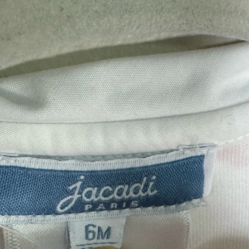 Jacadi Paris Baby Girl Collared Footie Pink Bunnies Size 6M